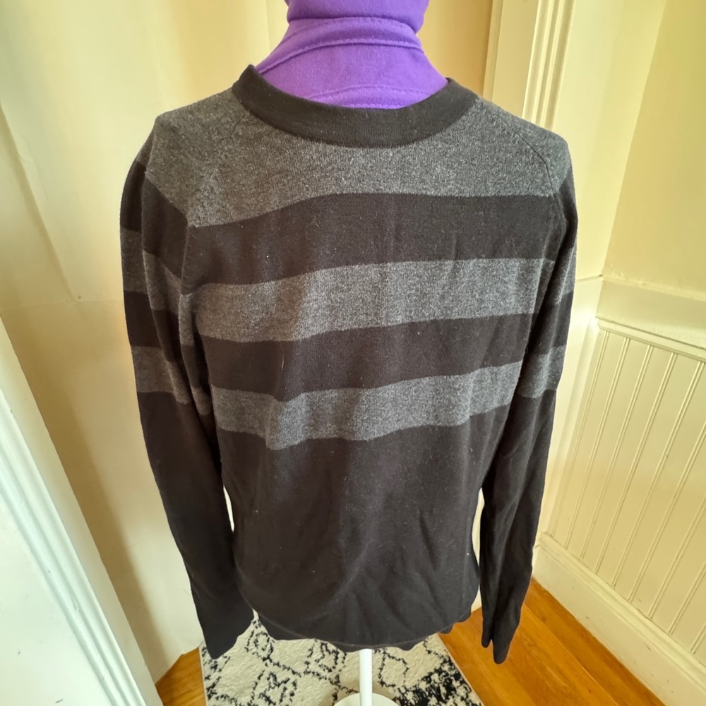 Vince Black and Gray Striped Sweater